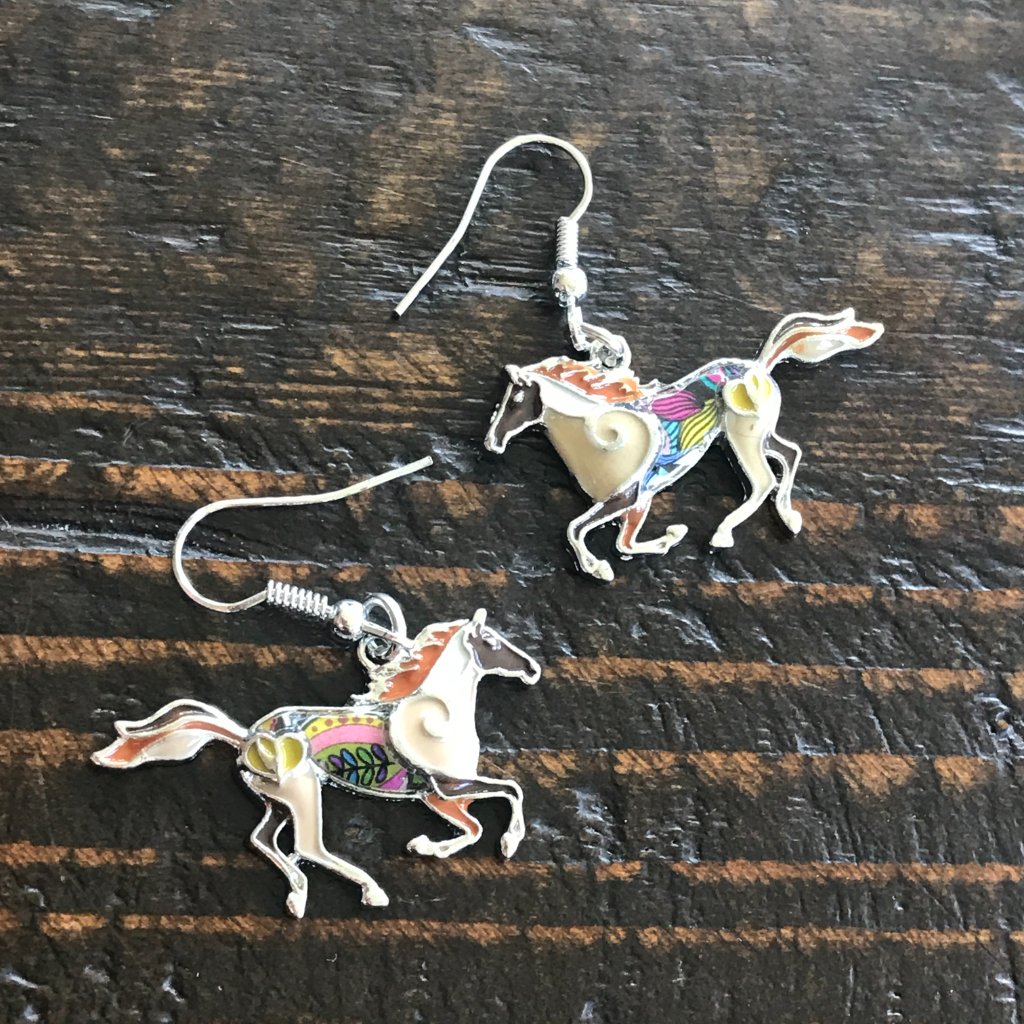 Equestrian Horse Enamel Dangle Earrings